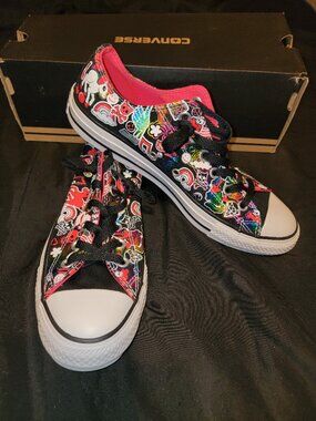Converse All Star Rare Shoes Neon Black My Little Pony Skulls Metallic Sz 9 Low